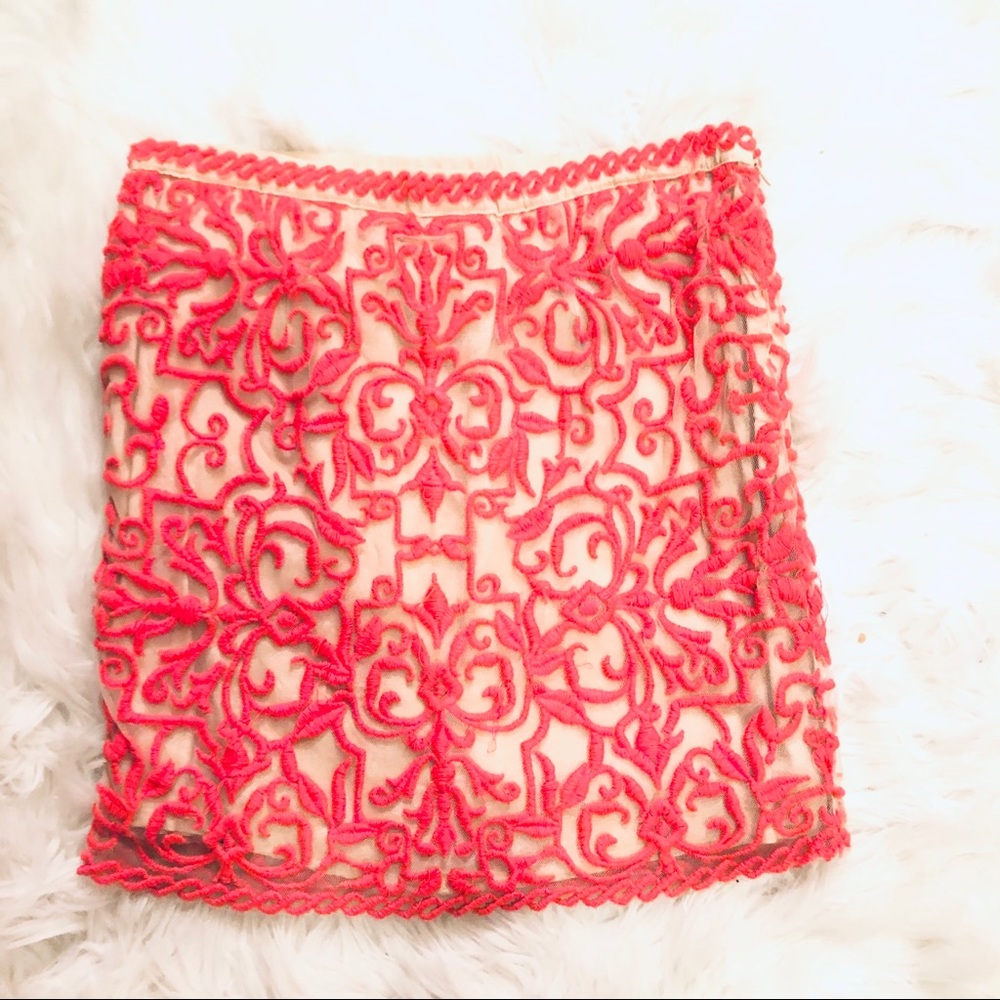 Hale Bob embroidered mesh mini skirt